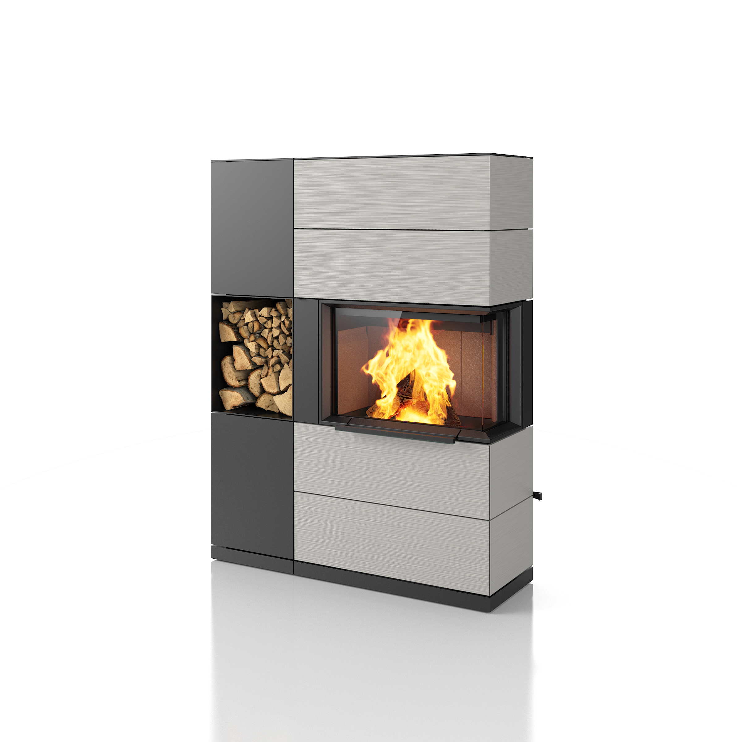 PADUA 160, Regal links mit seitlichem Rauchrohr- und Zuluftanschluss